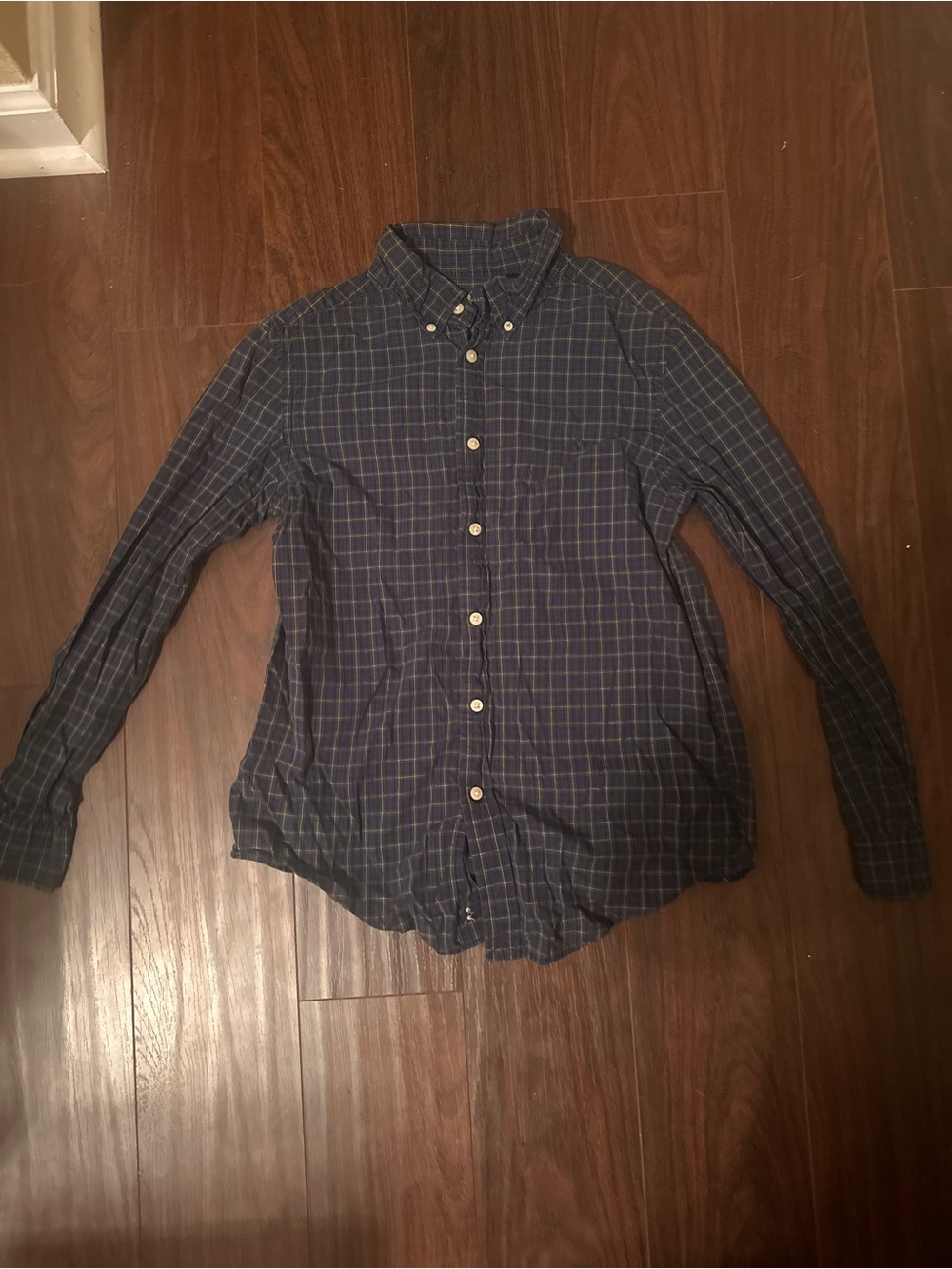 Ralph Lauren Navy and Yellow Plaid Button-Down Shirt